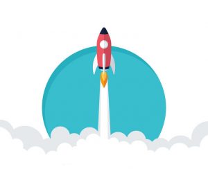 Flat designt business startup launch concept, rocket icon